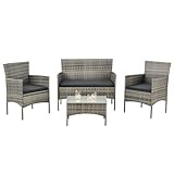 Juskys Polyrattan Sitzgruppe Fort Myers 4 Personen mit 2er Sofa, 2 Stühle,...