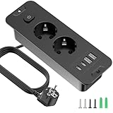 Einbausteckdose mit USB, 2 Fach Tischsteckdose mit USB, 4 n 1 Tischplatte...