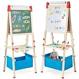 COSTWAY 3 in 1 Staffelei Kinder, doppelseitige Kindertafel...