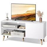 WLIVE TV-Schrank Weiss, Weiß TV Lowboard Fernsehschrank für Fernseher bis...