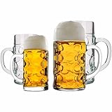 LUXENTU Bierkrüge und Maßkrüge 4er Set, Geeicht bei 0,5 und 1,0 Liter,...