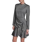 BCBG Damen-Minikleid mit langen Ärmeln, Rüschenbesatz, Wickelkleid, Deep...