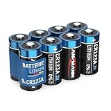 ANSMANN CR123A 3V Lithium Batterie, 8 Stück, 1500mAh, Einwegbatterie für...