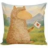 Mr. & Mrs. Panda Kissen Alpaka Fahne Design - Weiß