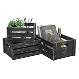 HTAYUXWO Aufbewahrungskisten aus Holz, Set mit 3 Nistkisten mit Griffen,...
