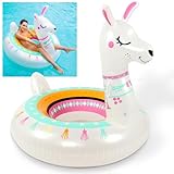 ONBEST aufblasbarer XXL Schwimmring Lama – 115x115x114cm – Wassertier...