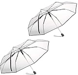 Carlo Milano Schirm: 2er-Set transparente Stock-Regenschirme, Stahl &...