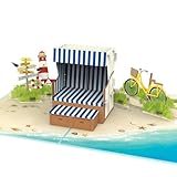 papercrush® Pop-Up Karte Strandkorb - 3D Geburtstagskarte für Urlaub am...