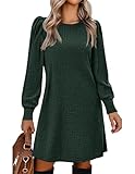 Zeagoo Kleid Damen Herbst Langarm Pulloverkleid mit Taschen Rundhals Dünne...