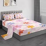 Pamnest Queen-Size-Bettlaken-Sets, Retro, Gänseblümchen, Rosa, weiche...