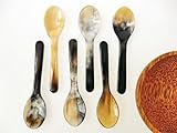 6 Stück Horn Eierlöffel/Portionslöffel kurz = 10 cm Bio Naturlöffel...