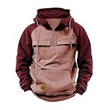 Generisch Kapuzenpullover für Herren, Patchwork Hoodie mit Kontrastfarbe...