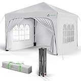 VOUNOT® Pavillon 3x3m mit 4 Seitenteilen & 4 Sandsäcke, Pop Up...