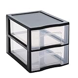 SUNDIS Tag Tower, schubladenbox aus Kunststoff, Schwarz, 2 transparente...