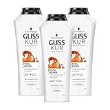 3 x Schwarzkopf Gliss Kur Shampoo Total Repair Strapaziertes Haar je 400ml