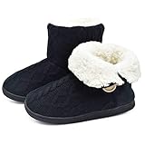 ONCAI Damen Warme Hausschuhe Stiefel Gestrickte Mode Winterschuhe Bootie...