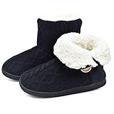 ONCAI Damen Warme Hausschuhe Stiefel Gestrickte Mode Winterschuhe Bootie...