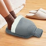 Fußwärmer Wärmflasche, 2L Fuß Wärmeflasche mit Bezug, Fusswärmflasche...