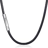 CYXZMYA Lederband Halskette 3mm, 51cm, Schwarz, Unisex, Kautschuk mit...