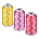 Simthread 60 W Spulenfüllgarn, Maschinenstickgarn, 5000 m, 3er-Pack, Rosa,...