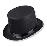 Schramm® Zylinder Hut mit Satinband Schwarz für Erwachsene Chapeau...