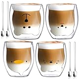 NCKIHRKK Doppelwandige Kaffeegläser Set, 4x250ml Doppelwandige Gläser...