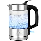 ProfiCook® Wasserkocher Edelstahl | 0,5 Liter | blau beleuchtet | BPA frei...