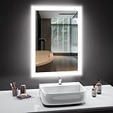 PESENXAN Badspiegel mit Beleuchtung 50 x 70cm, LED Spiegel Bad mit...