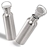 Yopay 2 Pack Edelstahl Sport Wasserflaschen, 26OZ Single Walled 18/8...