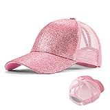 Mädchen Basecap Kinder Glitzer Baseball Cap Pferdeschwanz Hüte Glänzende...