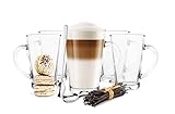 Sendez 6 Latte Macchiato Gläser 350 ml mit Henkel und 6 Löffel...