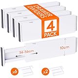 Lifewit 4er-Set Verstellbar Schubladentrenner 10cm hoch und 34,3-55,9 cm...