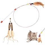 Cbofeixg Katzenangel mit Federn, Katzenspielzeug, Bunt Katzen Spielsachen,...