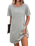 Leversic Nachthemd Damen Kurz Schlafshirt Kurzarm Nachtkleid aus Baumwolle...