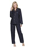 Damen-Pyjama-Set, 100 % Baumwolle, langärmelig, Flanell, Nachtwäsche -...