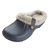 Sleeleece Damen Clogs Gefüttert Herren Winter Warme Gartenclogs mit Fell...