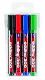 edding 300 Permanentmarker - schwarz, rot, blau, grün - 4 Stifte -...