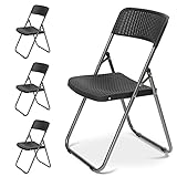 Sekey Klappstuhl 4er Set, Gartenstuhl Klappbar Rattan-Optik, Campingstuhl...