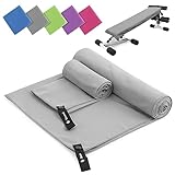 Mikrofaser Handtuch 2er Set | 180x60cm Groß Badetuch + 80x40cm Klein Hand...