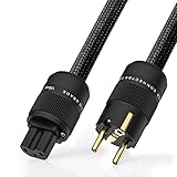 Tertullus Geschirmtes HiFi Netzkabel 2 Polig Schwarz 2m mit IEC Schuko...