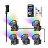 NATPOW Teichbeleuchtung LED Unterwasser, Unterwasserbeleuchtung RGB...
