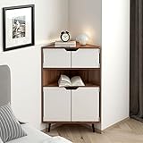 DlandHome Eckschrank mit 4 Ebenen, freistehende Aufbewahrungsmöbel mit...