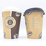 partypack 100 Premium Kaffeebecher 300ml und Deckel weiß Pappbecher Coffee...