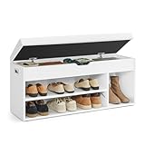 VASAGLE Schuhbank mit Sitzfläche, Sitzbank mit Stauraum, gepolstert, Fach...