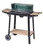 aro Holzkohle Grillwagen, Stahl/Holz, 2 Grillroste und 2 Seitenablagen,...