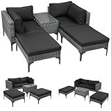 LEADZM Gartenmöbel Set,Polyrattan Lounge Set für 3-4...