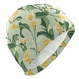 Badekappe für Herren, Retro-Stil, gelbe Calla-Lilien-Blumen, kurzes Haar,...
