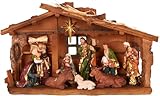 BRUBAKER Weihnachtskrippe - 40 cm Tischkrippe Weihnachtsfigur mit...