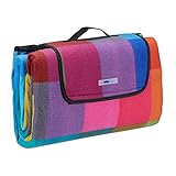 Relaxdays Picknickdecke XXL, 200 x 200 cm, Fleece Stranddecke,...