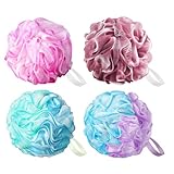 flintronic 4 Stück Badeschwamm, 75g Dusch-Luffa-Kugeln, Masche Schäumend...